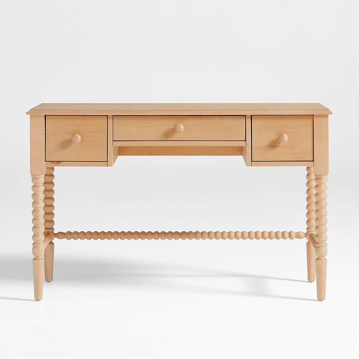 Jenny Lind 48" Maple Wood Spindle 3-Drawer Kids Desk | Crate & Kids | Crate & Barrel