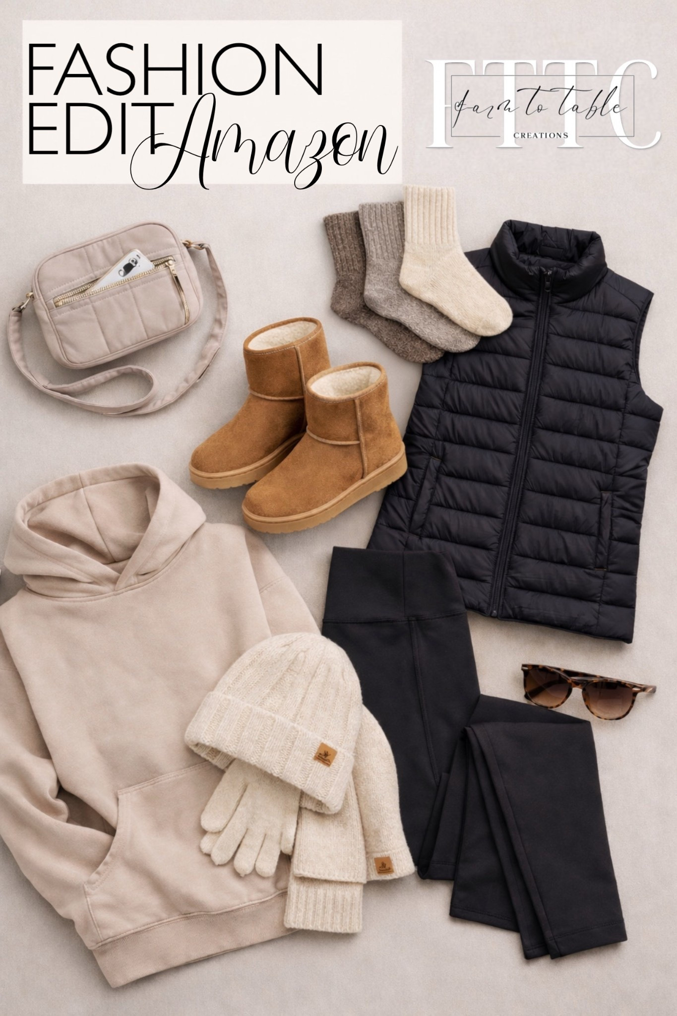 Amazon Neutral Winter Outfit | Cozy Everyday Cold-Weather Look

Follow @farmtotablecreations on Instagram for daily home + fashion finds 🤍

This Amazon winter outfit is one of my favorite easy, throw-on looks for everyday errands, travel days, or casual weekends. I love how the neutral hoodie layers perfectly under the quilted puffer vest, paired with ultra-comfortable black leggings that truly hold their shape. The cozy shearling-lined boots are warm without being bulky, and the knit beanie, gloves, and socks add that extra winter comfort. Finished with a crossbody bag and classic sunglasses for a pulled-together look that still feels effortless. Everything here is affordable, comfortable, and easy to mix and match all season long.

#amazonfashion #amazonfinds #winteroutfit #neutraloutfit #cozyoutfit #leggings #puffervest #winterboots #beanie #gloves #everydaystyle #casualwear #ootd #ootn

#LTKSaleAlert #LTKOver40 #LTKootd