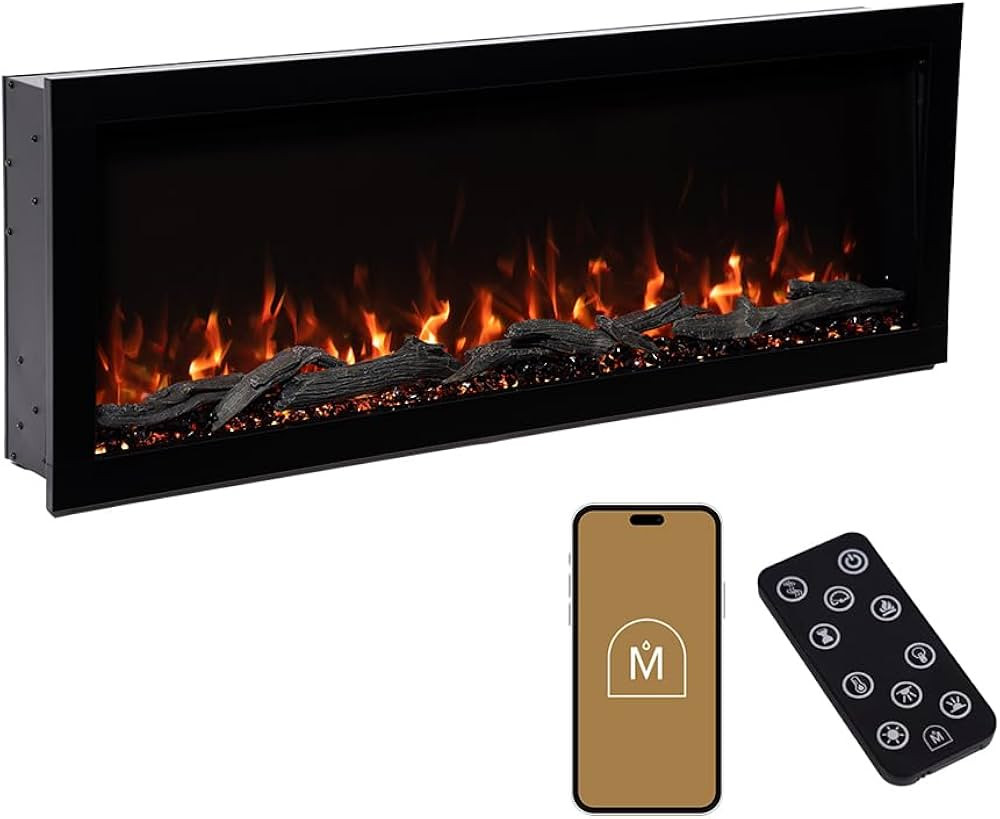 Modern Ember Highmark 50 Inch Smart Linear Electric Fireplace - Premium Flame with 10 Colors, Sle... | Amazon (US)