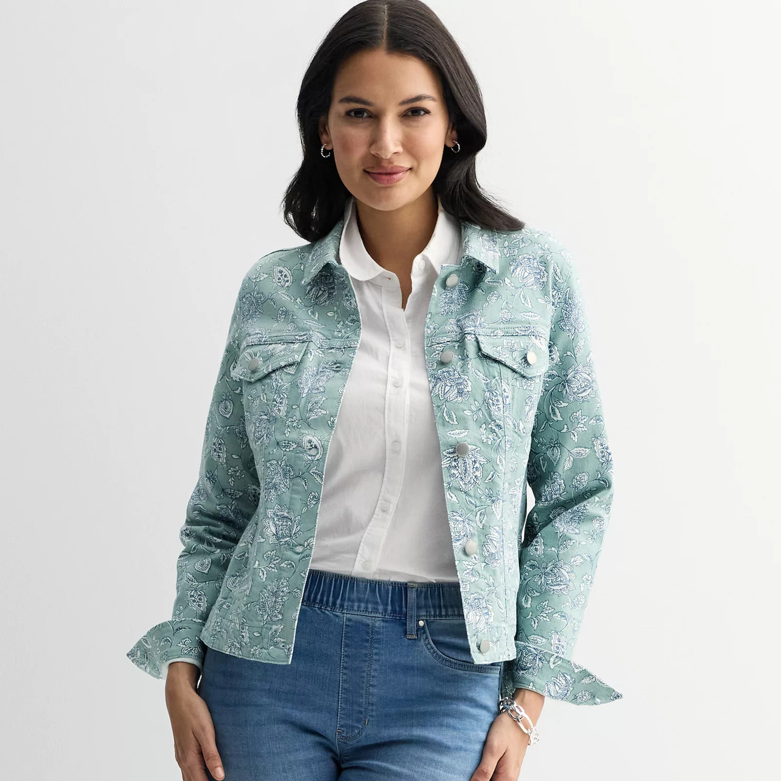 Women's Croft & Barrow® Button-Front Denim Jacket | Kohl's