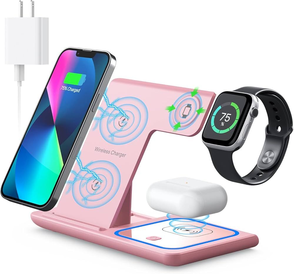 Wireless Charging Station, 3 in 1 Wireless Charger Stand, Fast Wireless Charging Dock for iPhone ... | Amazon (CA)