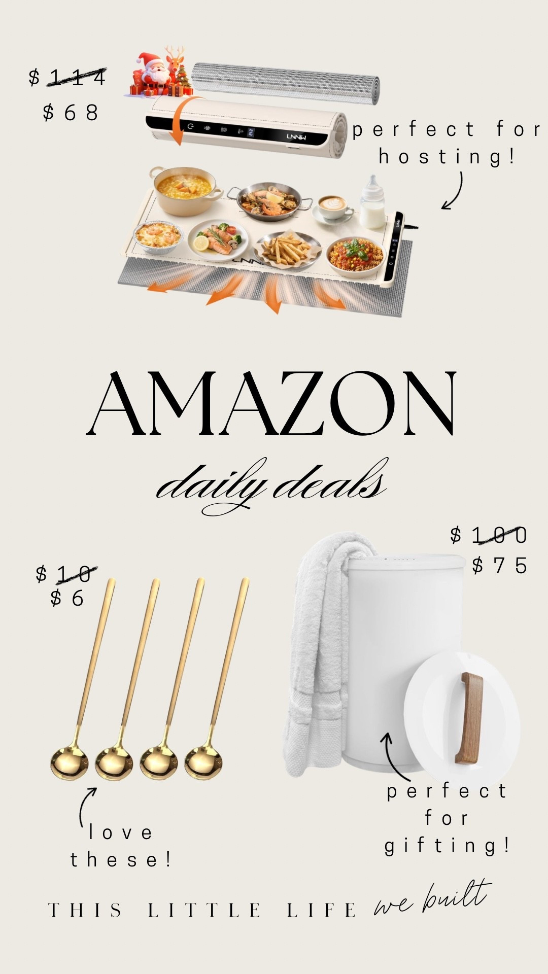 Amazon daily deals! 


Home finds, affordable home, towel warmer, gold spoons, tea and coffee, gift ideas, home finds 

#LTKHome #LTKSaleAlert #LTKU