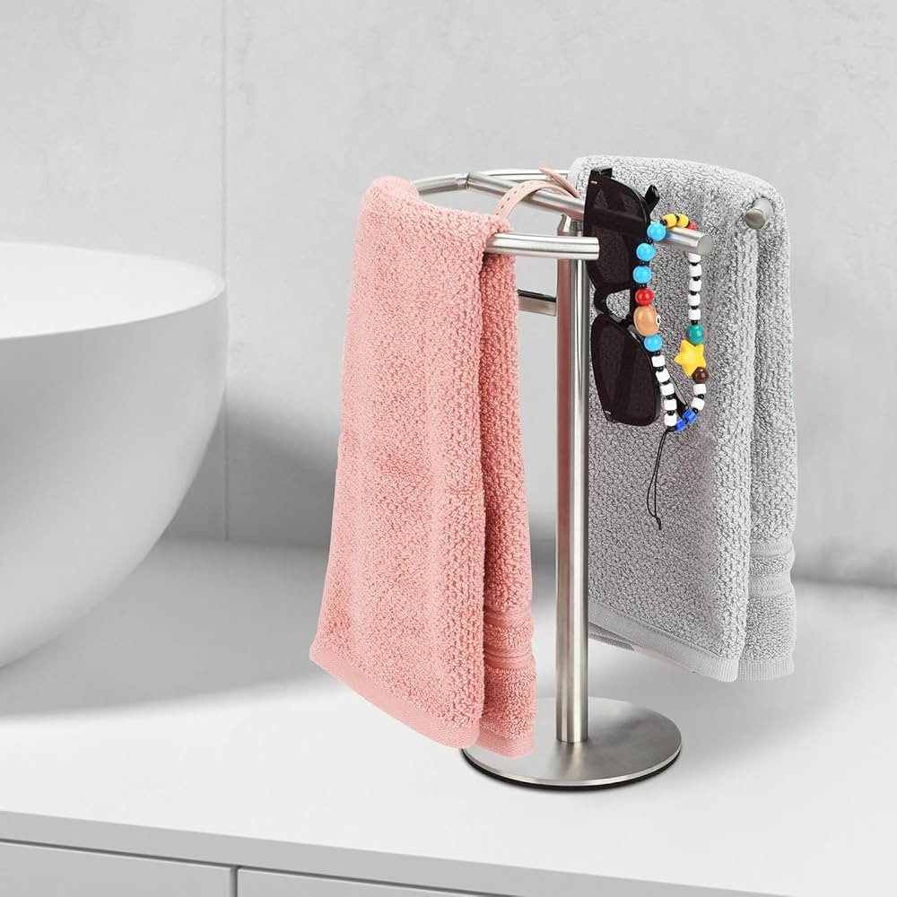 Hand Towel Holder Stand, 13 Inch Towel Rack for Bathroom Vanity Kitchen Countertop Free-Standing ... | Amazon (US)
