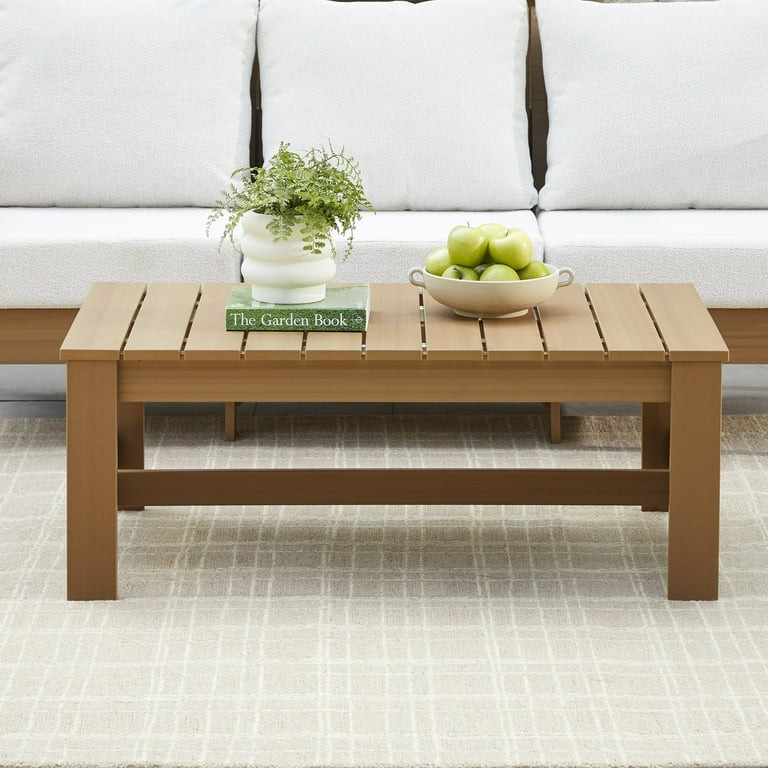 Better Homes & Gardens Ezra Outdoor HDPE Coffee Table, Teak | Walmart (US)