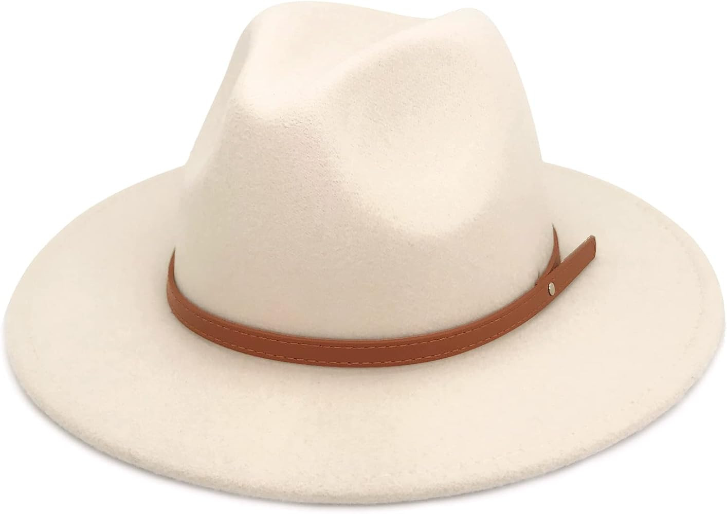 Lisianthus Womens Wide Brim Fedora Hat Felt Jazz Cap with Belt Buckle Décor | Amazon (US)
