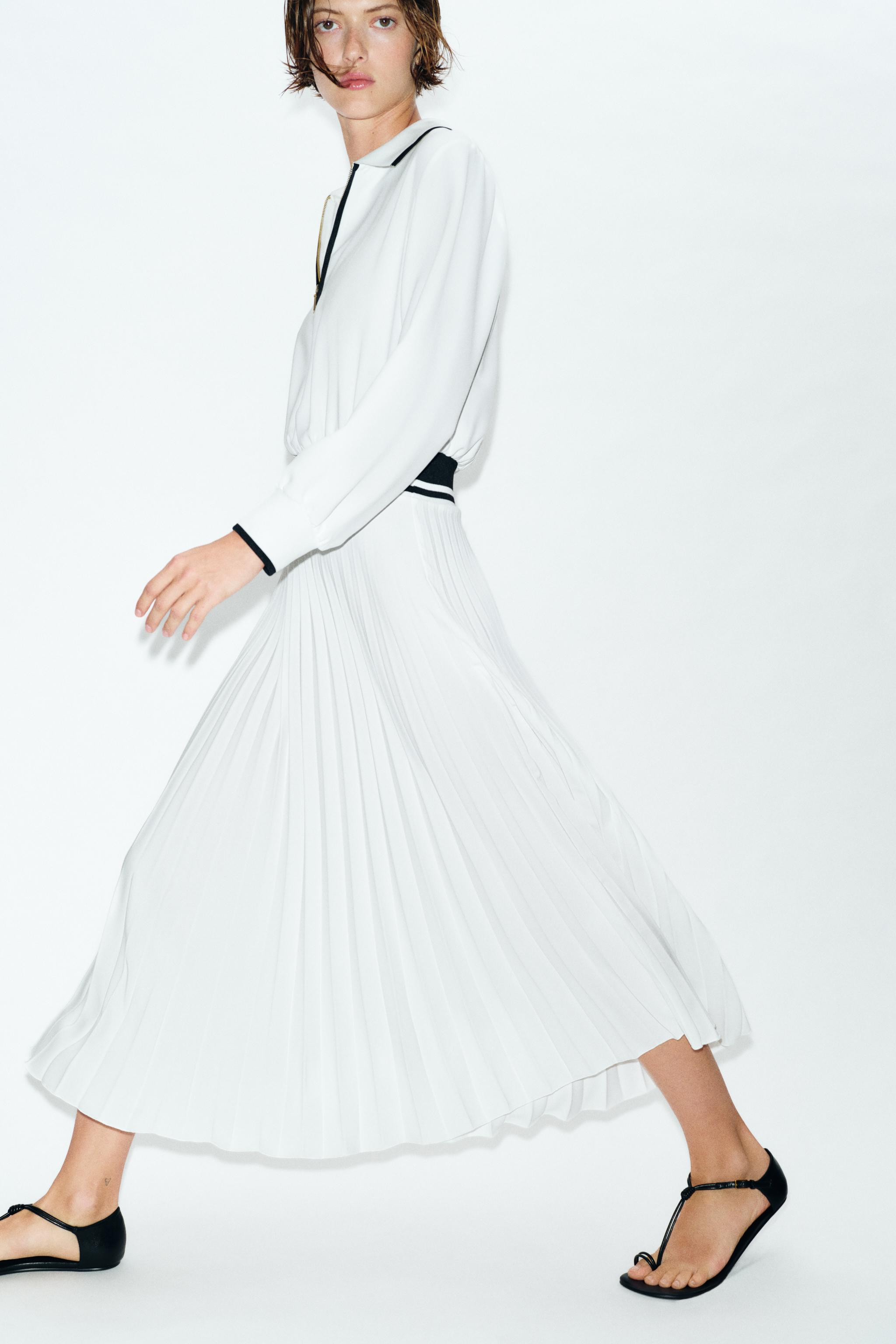 COMBINATION PLEATED MIDI DRESS | Zara US