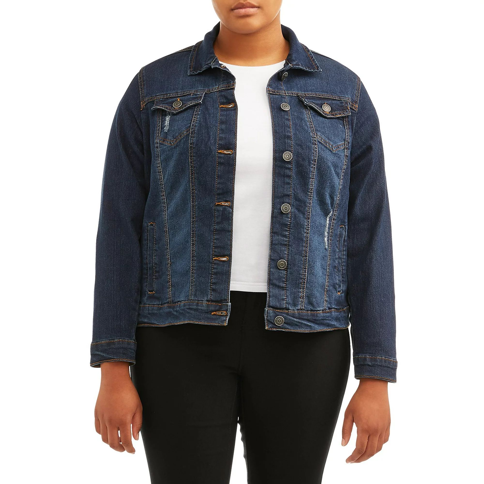 New Look - New Look Juniors' Plus Size Distressed Denim Jacket - Walmart.com | Walmart (US)