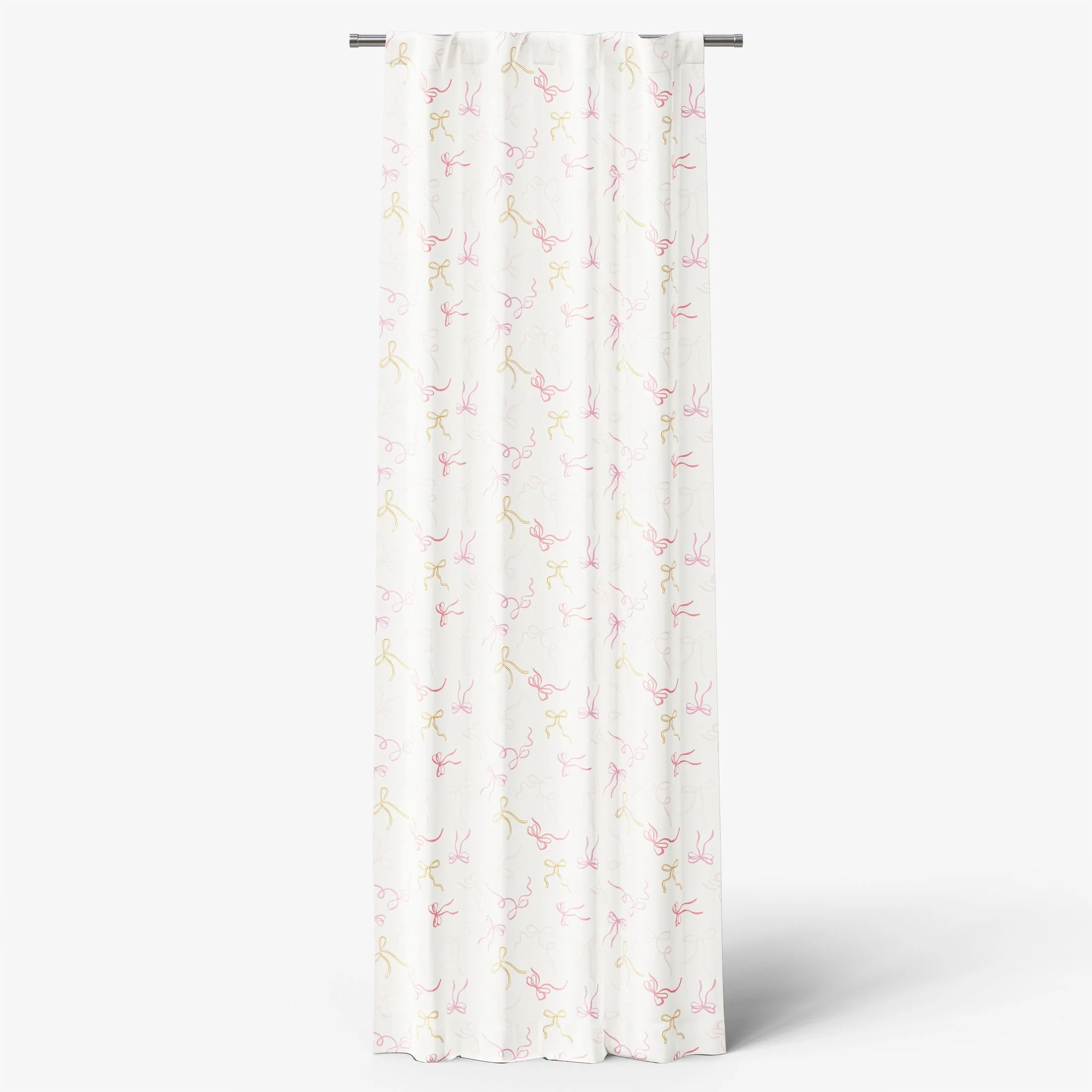 Mainstays Kids Pink and Yellow Ribbon Printed Blackout Rod Pocket with Back Tabs Single Curtain P... | Walmart (US)