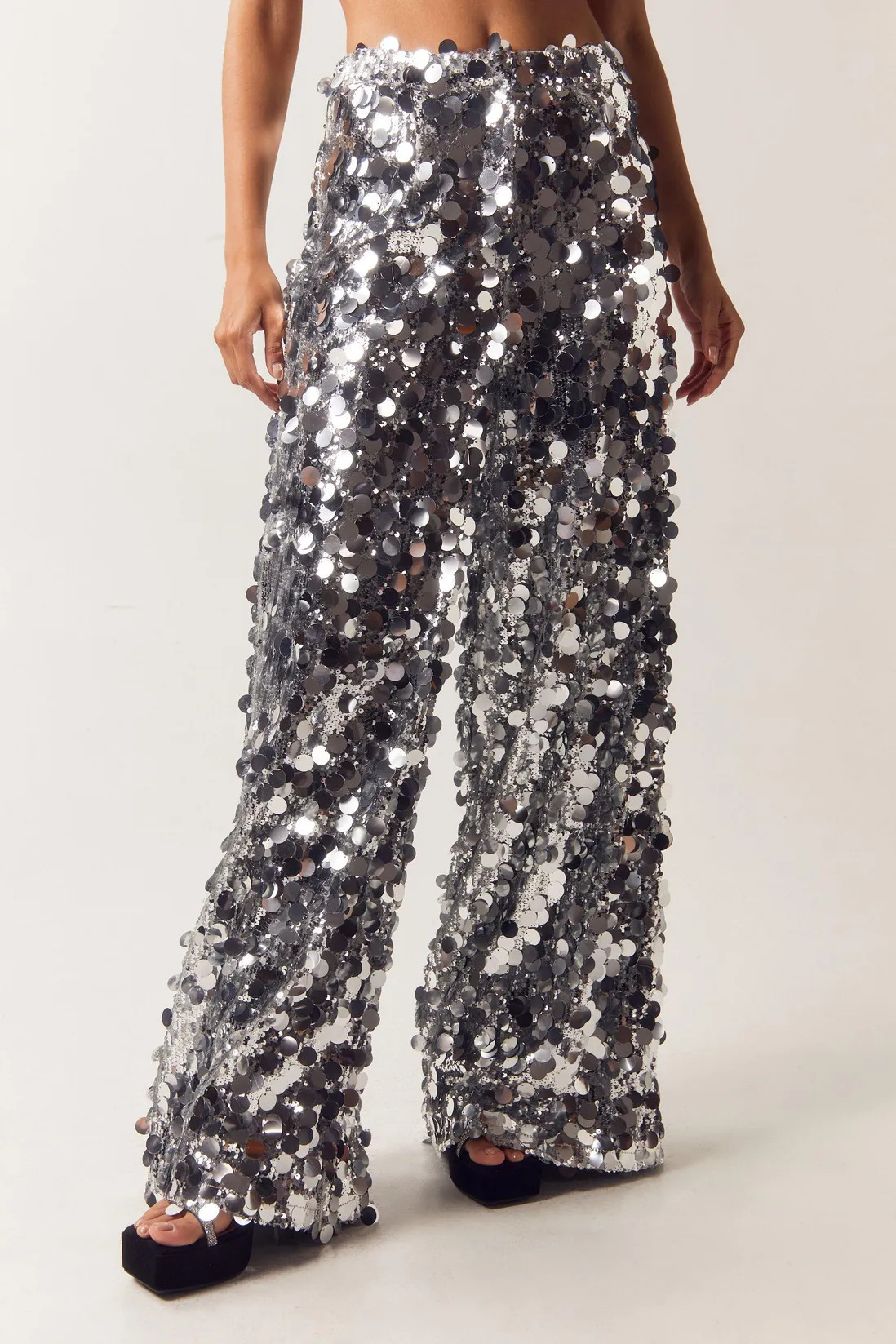Disc Sequin Wide Leg Pants | NastyGal UK
