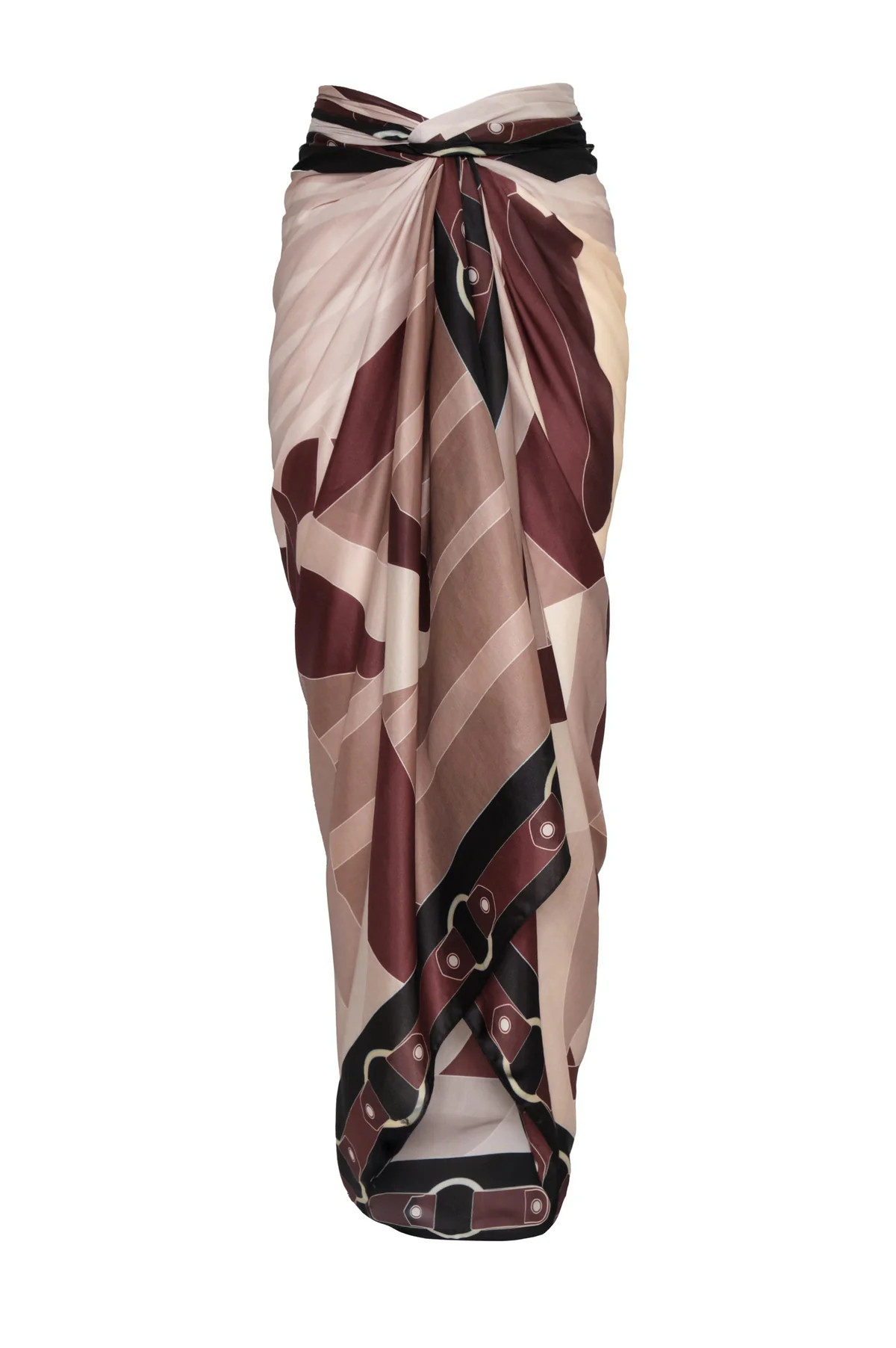 De La Falaise Cotton Silk Sarong in Brown Horses | Over The Moon