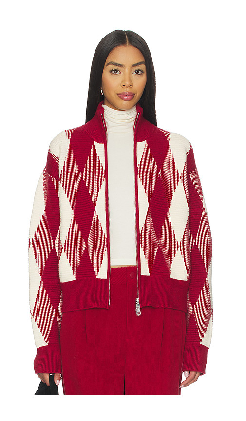 Varley Karina Jacquard Knit Jacket in Red Dahlia. Size M | Revolve Clothing (Global)