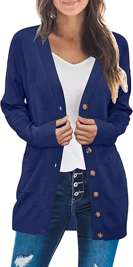 Arach&Cloz Women's 2024 Open Front Long Cardigan Sweaters with Pocket Fall Fashion Button Down Wi... | Amazon (US)