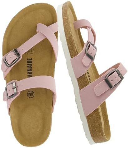 CUSHIONAIRE Luna Sandals for Women, Cork Footbed Womens Sandals for Summer Comfort with Adjustabl... | Amazon (US)