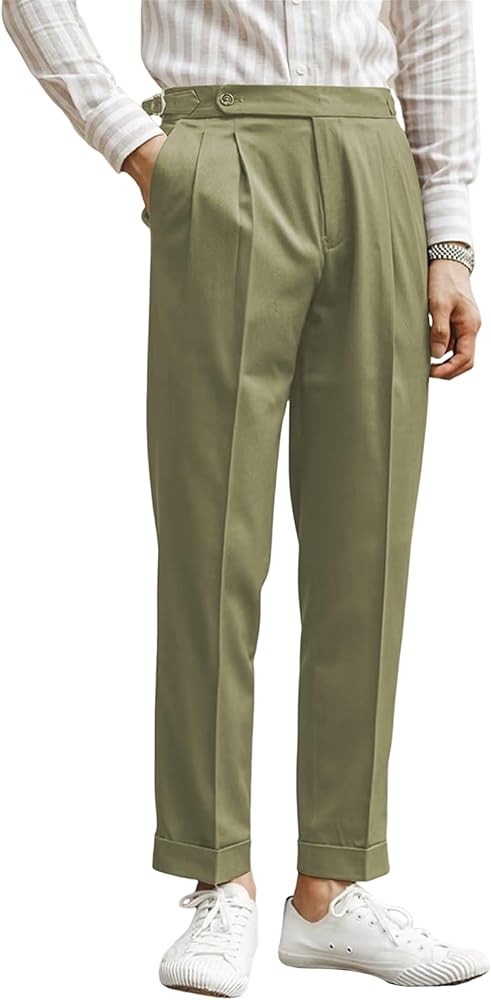 Men's Suit Dress Pant Trousers Slim Fit Elasticated Waist Business Pants | Amazon (US)