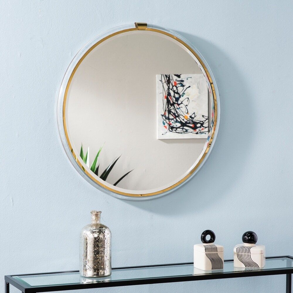 Silver Orchid Bech Acrylic Round Gold Decorative Mirror | Bed Bath & Beyond