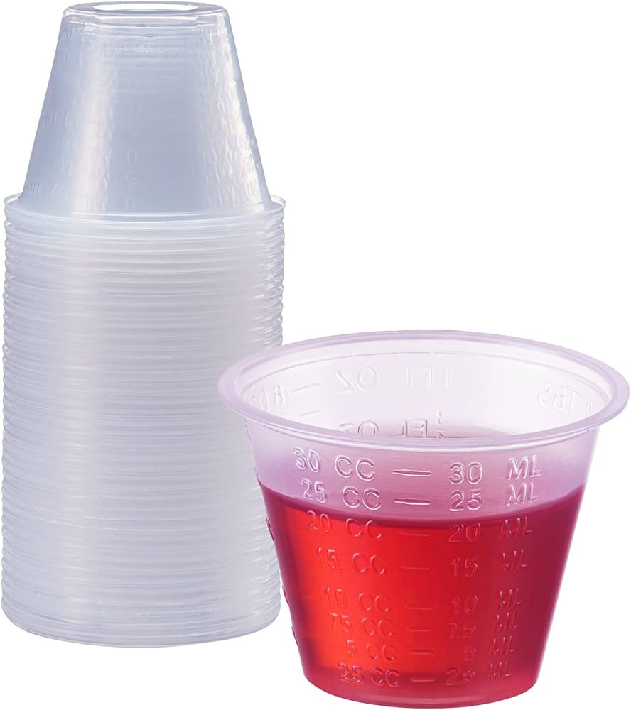 [100 Count - 1 oz.] Plastic Disposable Medicine Measuring Cup for Liquid Medicine, Epoxy, & Pills | Amazon (US)