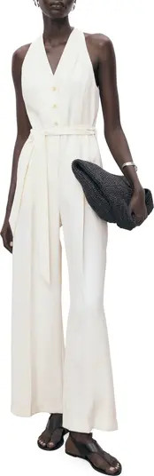 MANGO Sleeveless Tie Waist Jumpsuit | Nordstrom | Nordstrom