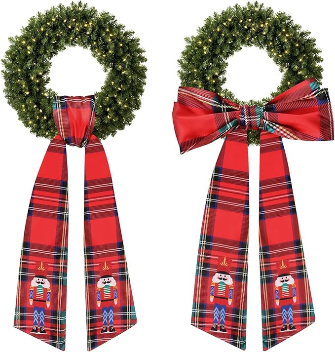 Wreath Sash for Front Door Wreath Satin Sash - Christmas Red | Amazon (US)
