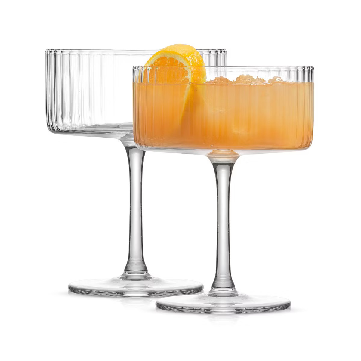 JoyJolt Elle Fluted Cylinder Martini Coupe Glass - 10 oz Ribbed Cocktail Glasses - Set of 2 | Target