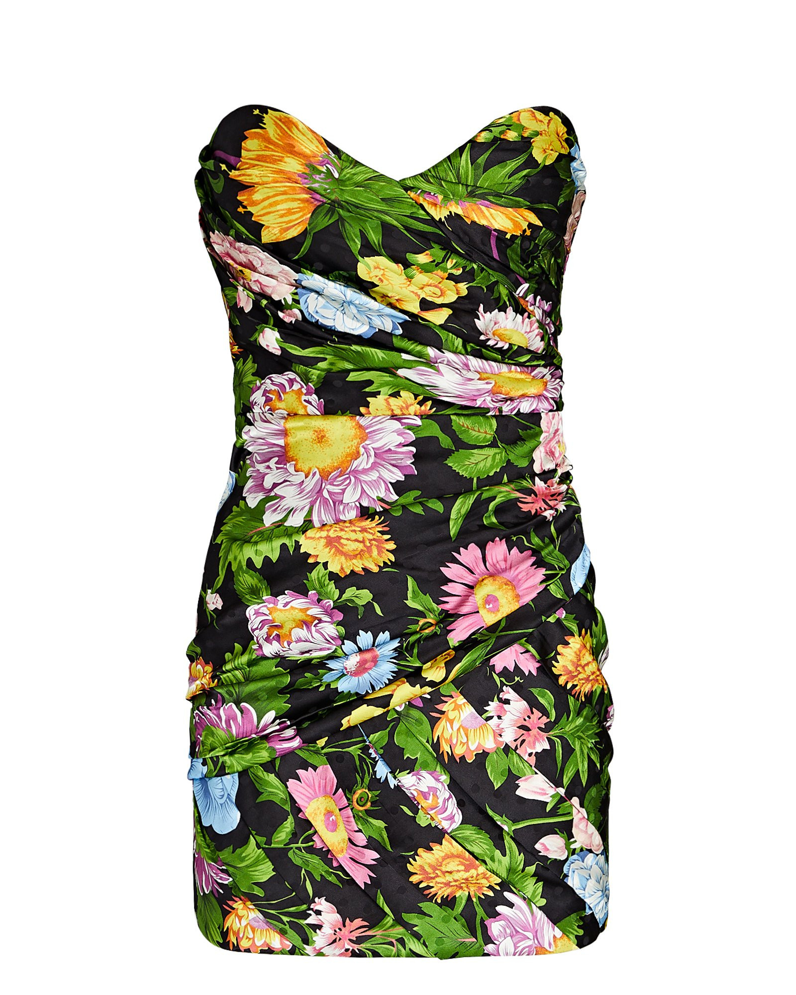 Ronny Kobo Margot Strapless Floral Satin Mini Dress, Multi XL | INTERMIX