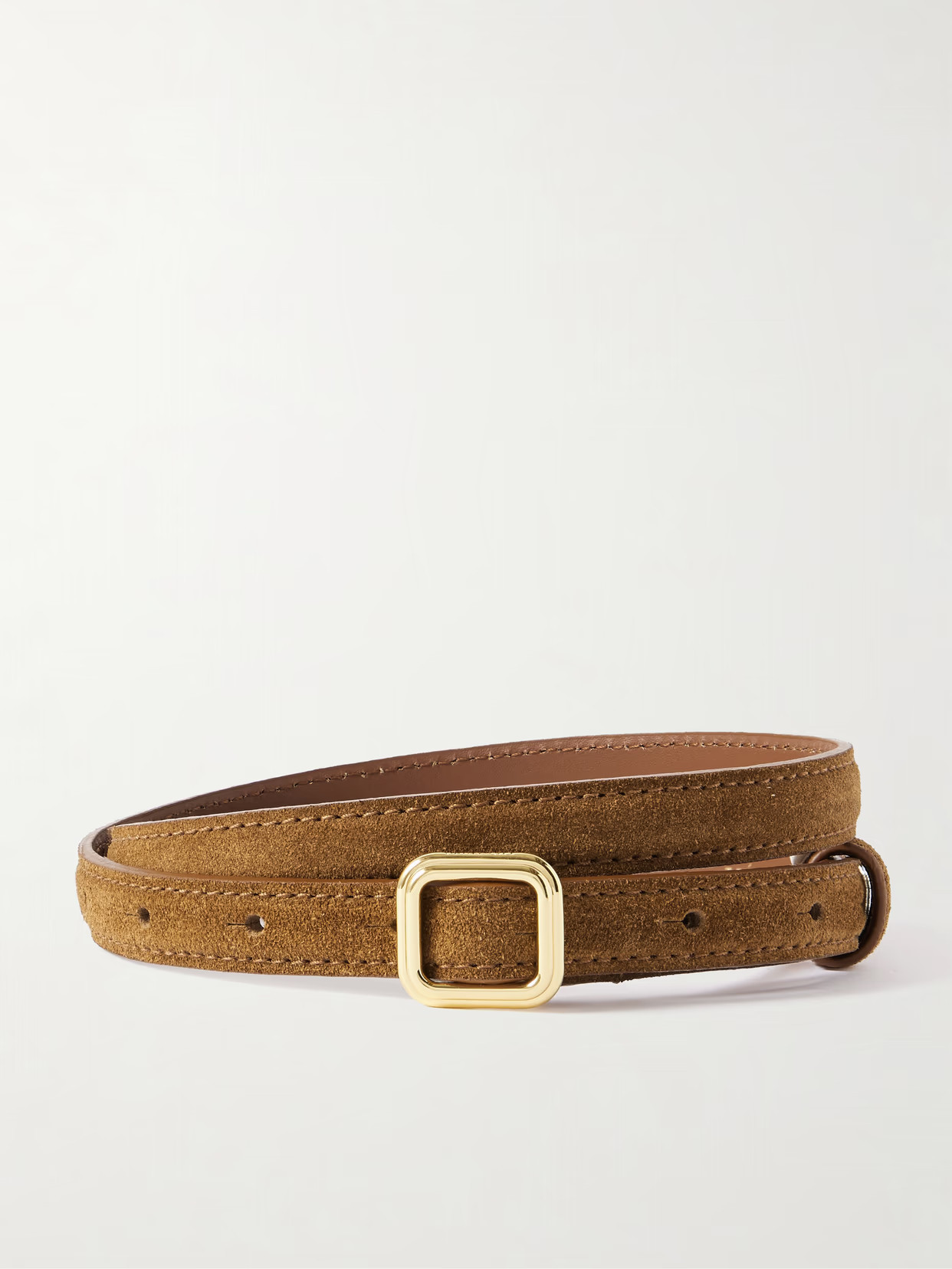 LIÉ STUDIO - The Georgia Slim Suede Belt - Light brown - 95 | NET-A-PORTER APAC