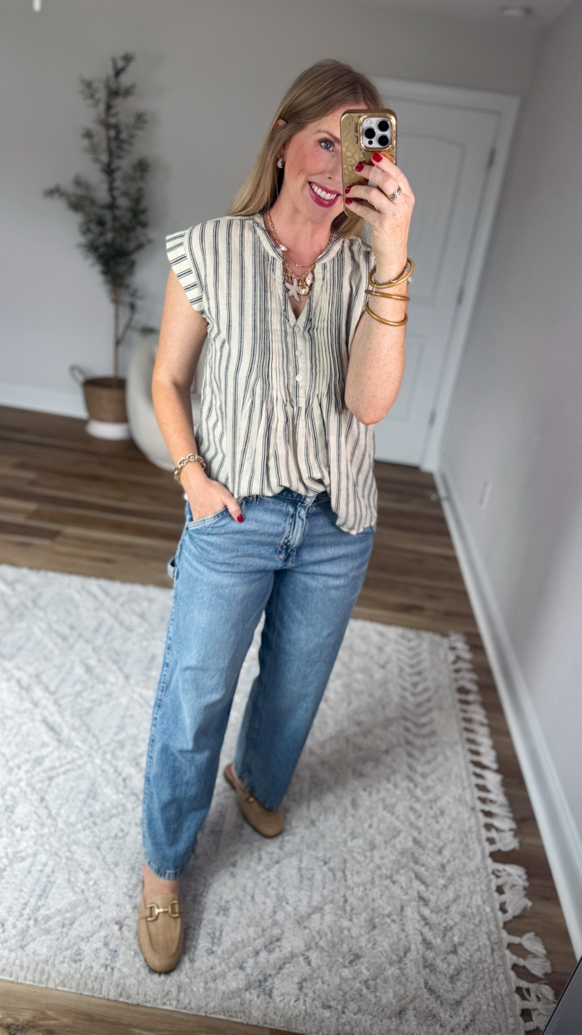 Daily try on, Walmart outfit, Walmart fashion, Walmart style, time and tru top, relaxed jeans

#LTKootd #LTKmomlife