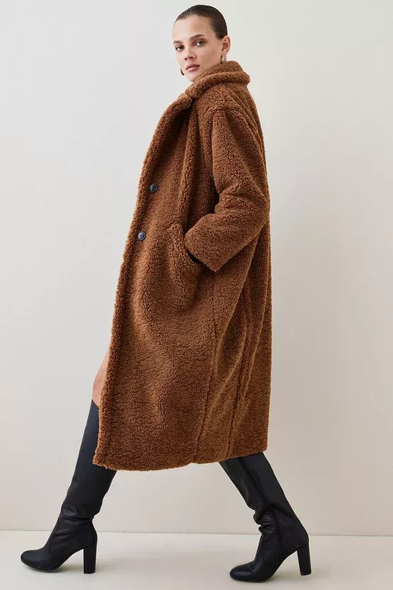 Karen millen outlet tailored teddy coat