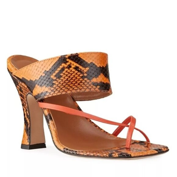 $700 Paris Texas Python Print Crossover Sandal LEATHER SQUARE ORANGE 37.5 (TD20) | Poshmark