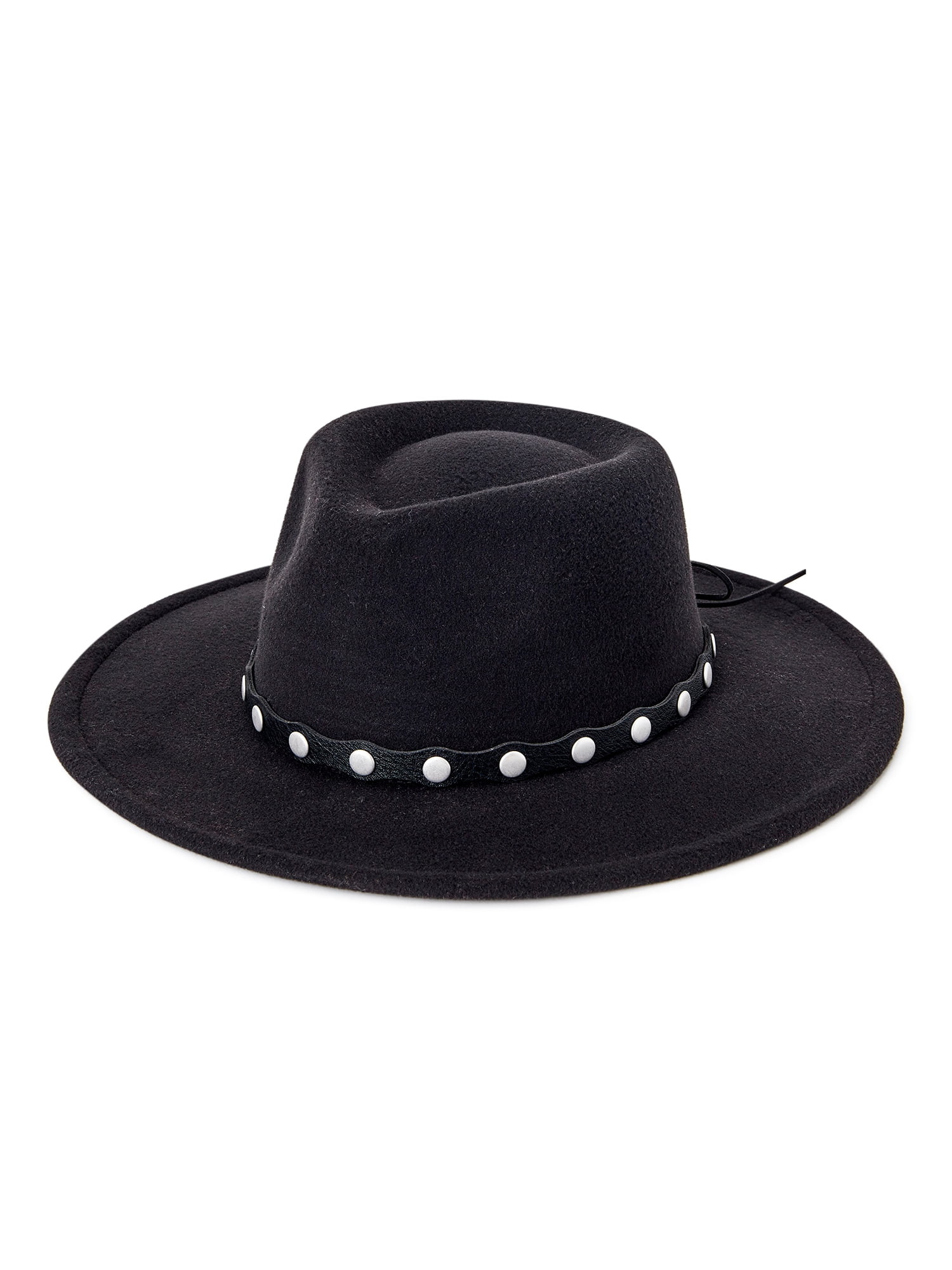 No Boundaries Adult Women's Black Studded Band Fedora - Walmart.com | Walmart (US)