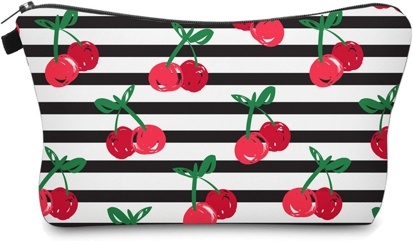 Aiphamy Cute Travel Makeup Bag Cosmetic Bag Small Pouch Gift for Women (Stripes Cherry) | Amazon (US)