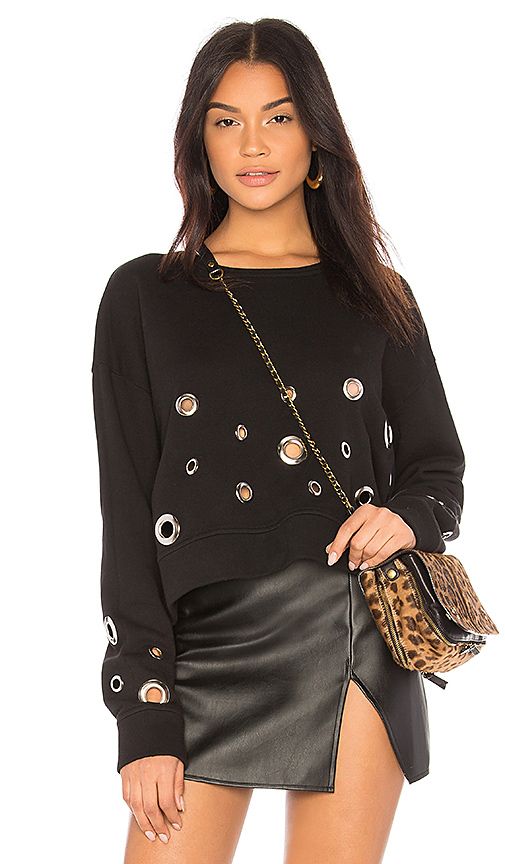 Black Orchid Cropped Sweatshirt With Eyelets in Black. - size L (also in M,S) | Revolve Clothing