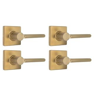 Tonebridge Brushed Gold Hall/Closet Door Handle with Square Rose (4-Pack) | The Home Depot
