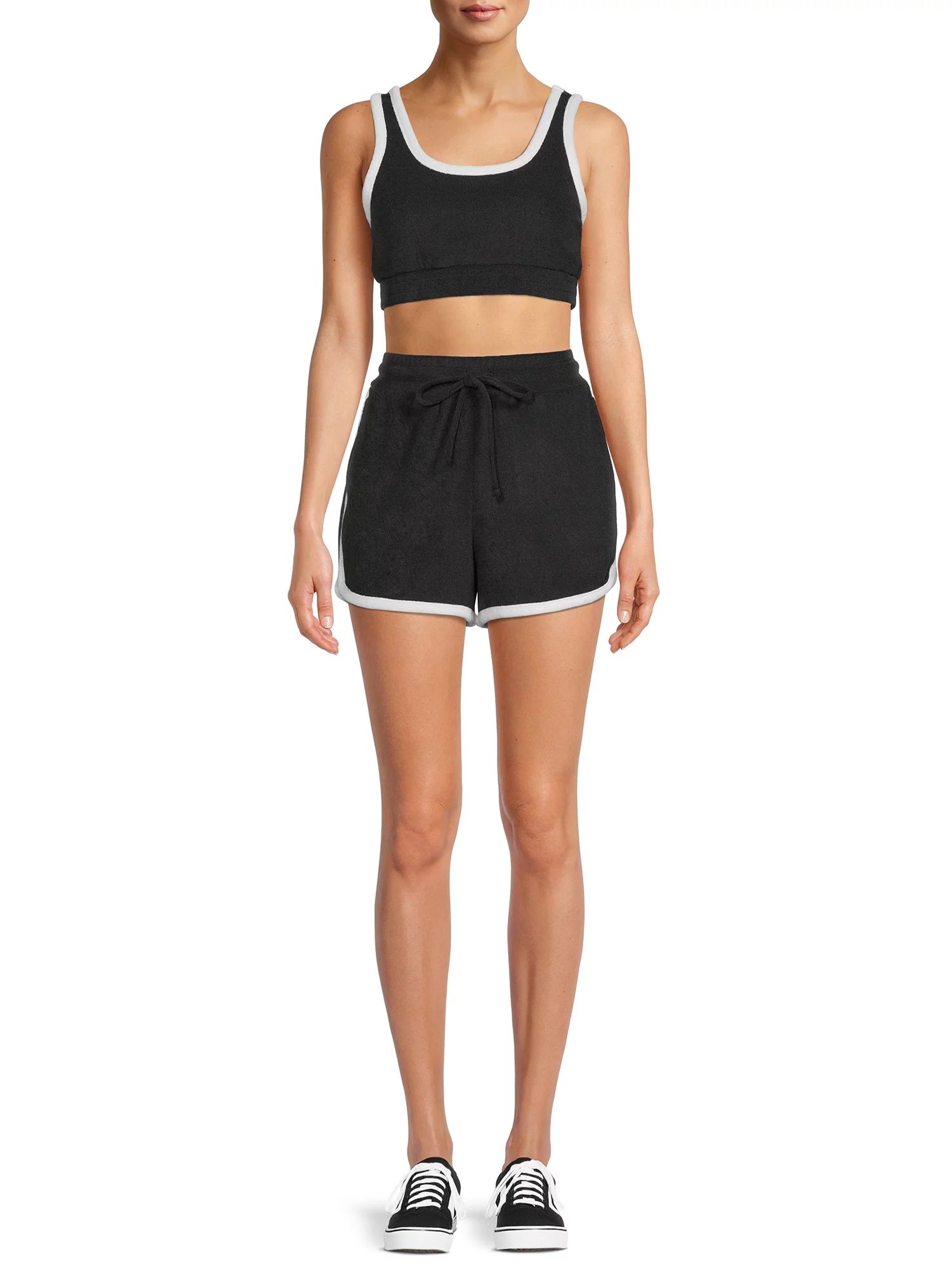 No Boundaries Juniors' Cropped Tank Top and Shorts Set, 2-Piece - Walmart.com | Walmart (US)