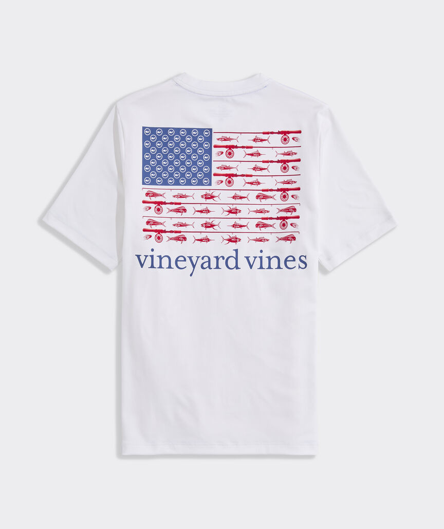 Boys' Performance USA Reel Flag Short-Sleeve Harbor Sun Tee | vineyard vines