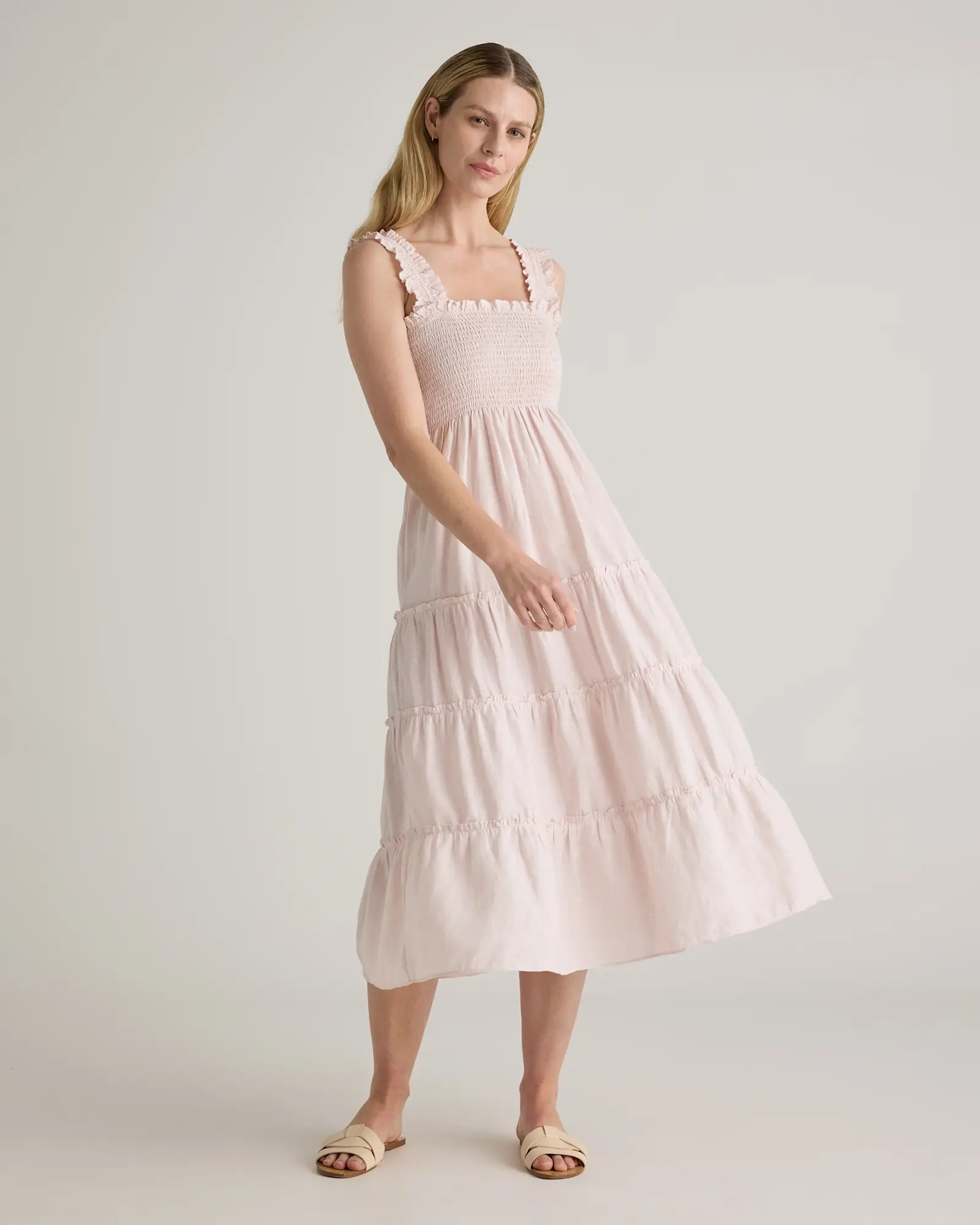 100% European Linen Smocked Midi Dress | Quince