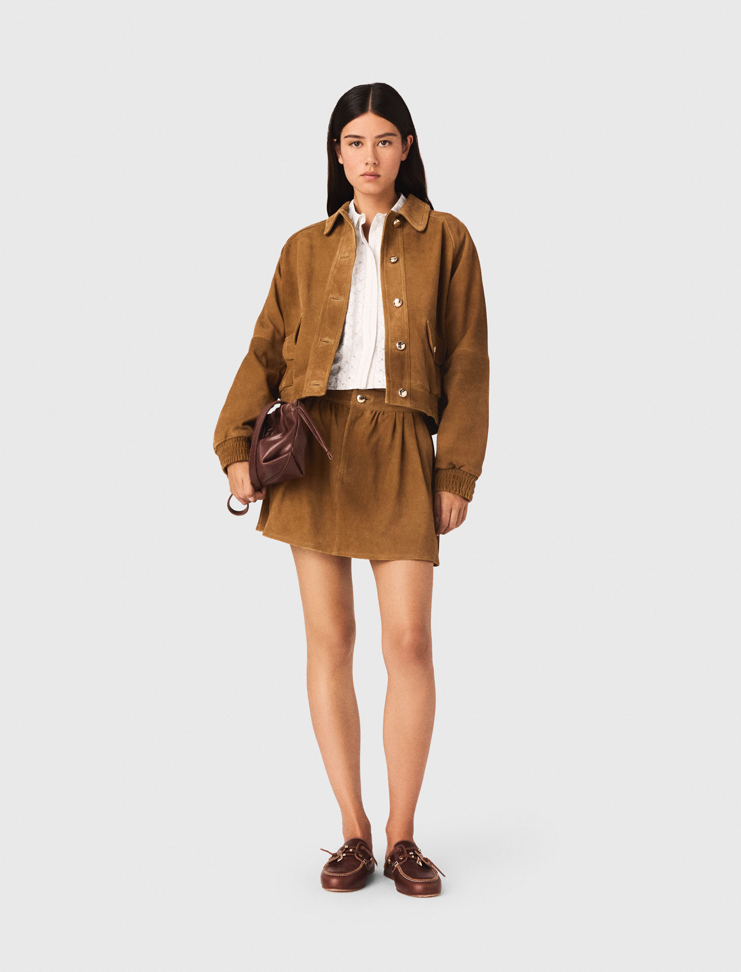 Suede jacket Brown for Women | Maje | Maje US