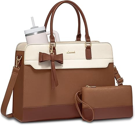 LOVEVOOK Laptop Tote Bag for Women,Leather Work Bag, Waterproof Business Teacher Bag,Large Comput... | Amazon (US)