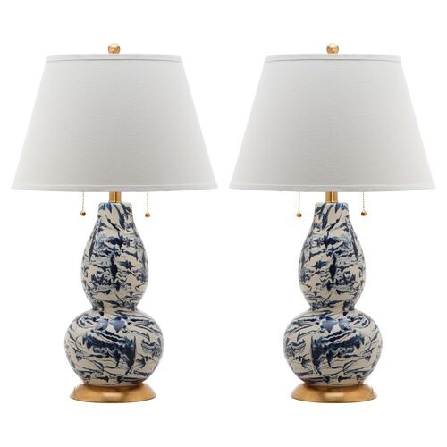 S/2 Libby Table Lamps, Navy | One Kings Lane