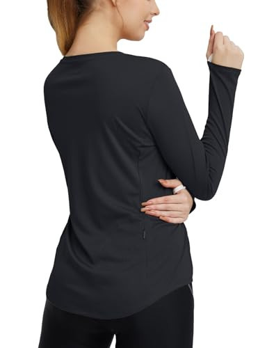 baleaf Long Sleeve Workout Tops Women Sun Shirts Lightweight Quick Dry UPF 50+ UV Protection SPF Outdoor Clothing Pocket Black M | Amazon (US)