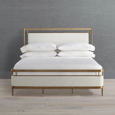 Angelina Bed with Upholstered Headboard & Iron Frame for Neoclassical Style | Frontgate