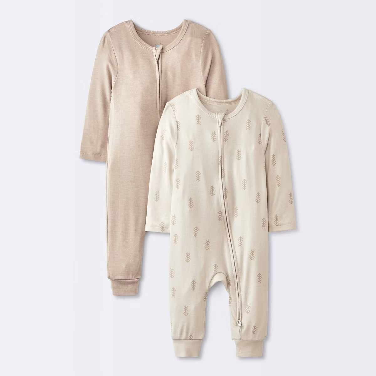 Baby 2pk Leaf So Very Soft Modal Blend Romper - Cloud Island™ Cream 6-9M | Target