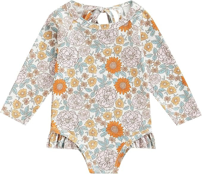 TRKIYQC Newborn Infant Baby Girl Swimsuit Sleeveless Bikini Ruffle Bathing Suit One Piece Cartoon... | Amazon (US)