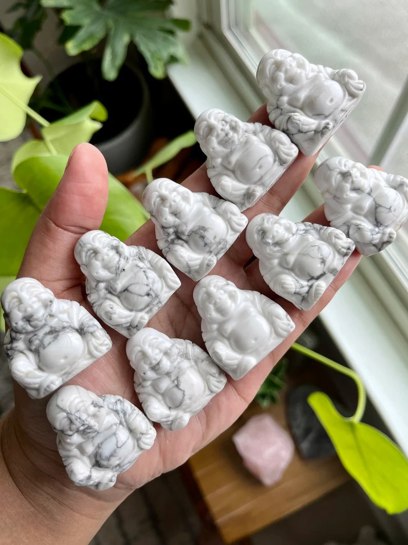 Howlite Buddha Carving Figurine - Etsy | Etsy (US)