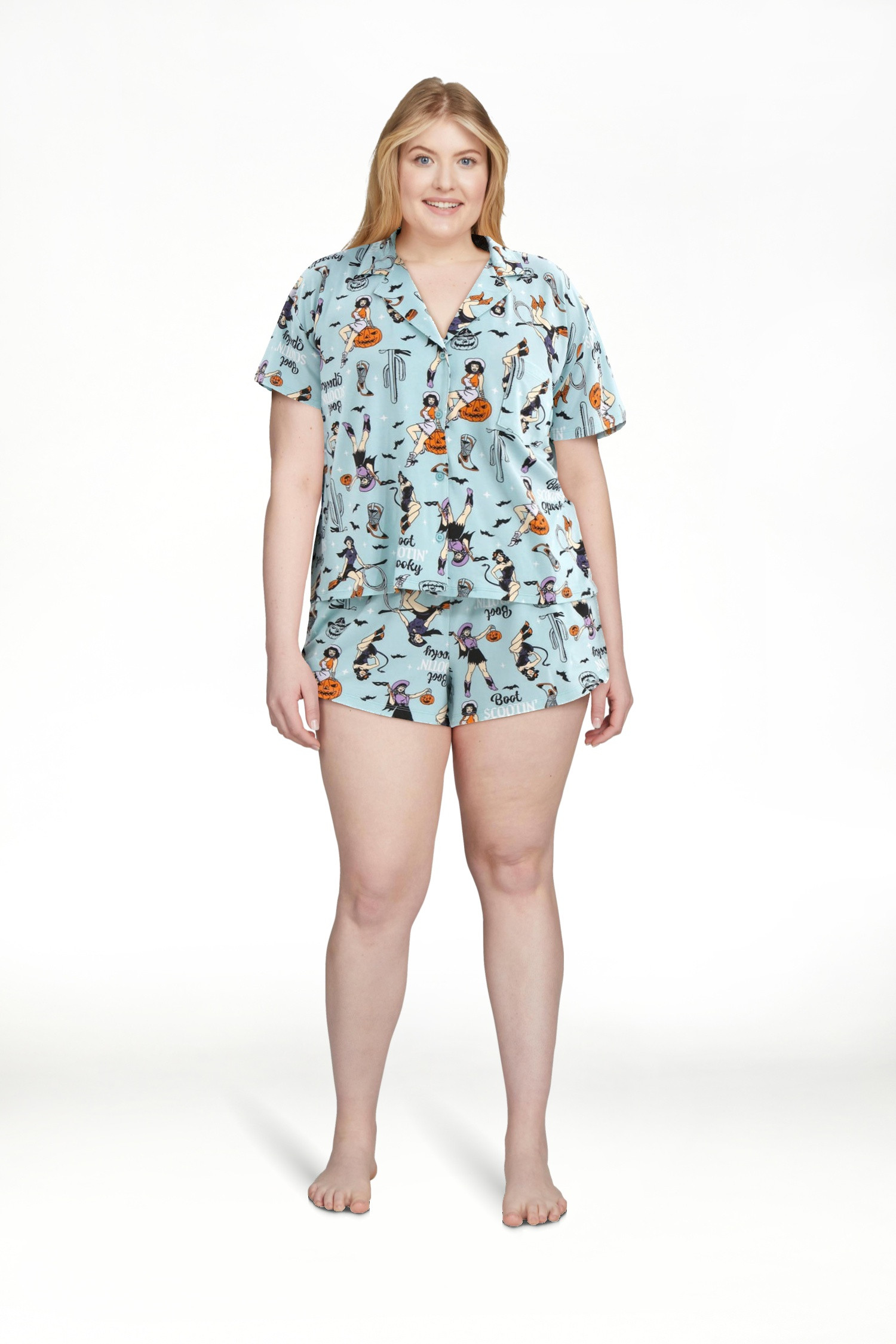 Halloween Women’s Printed Notched Top and Shorts Pajama Set from Way to Celebrate, 2-Piece, Siz... | Walmart (US)