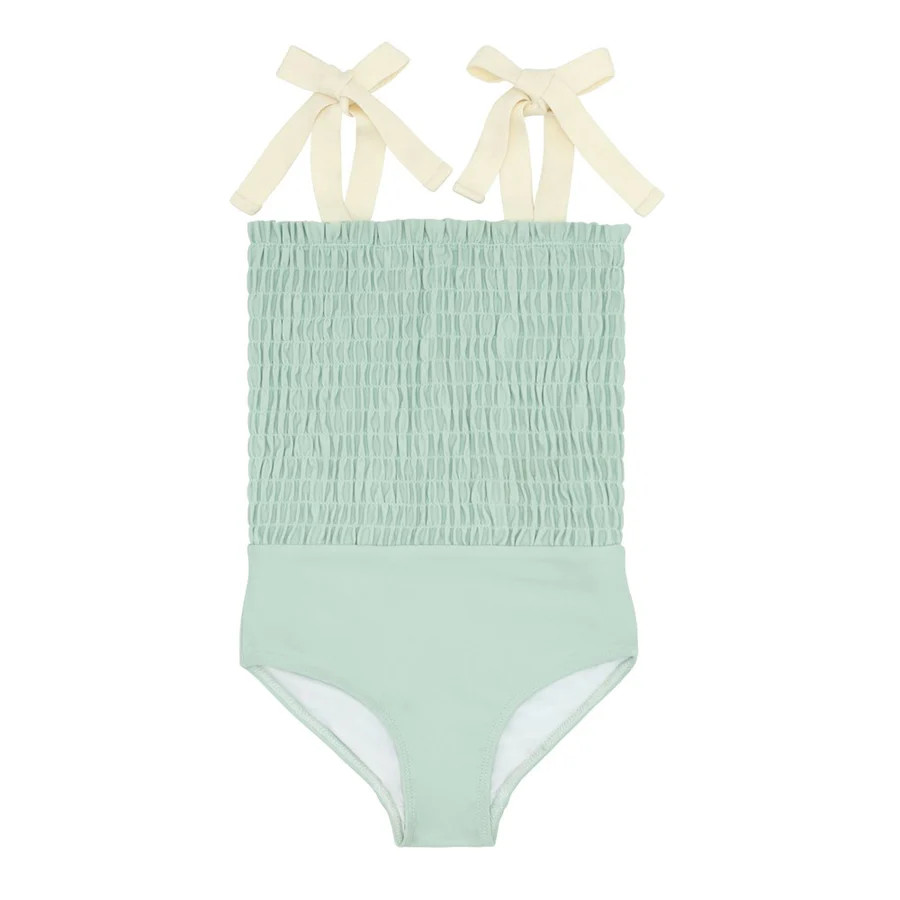 girls pistachio smocked one piece | minnow