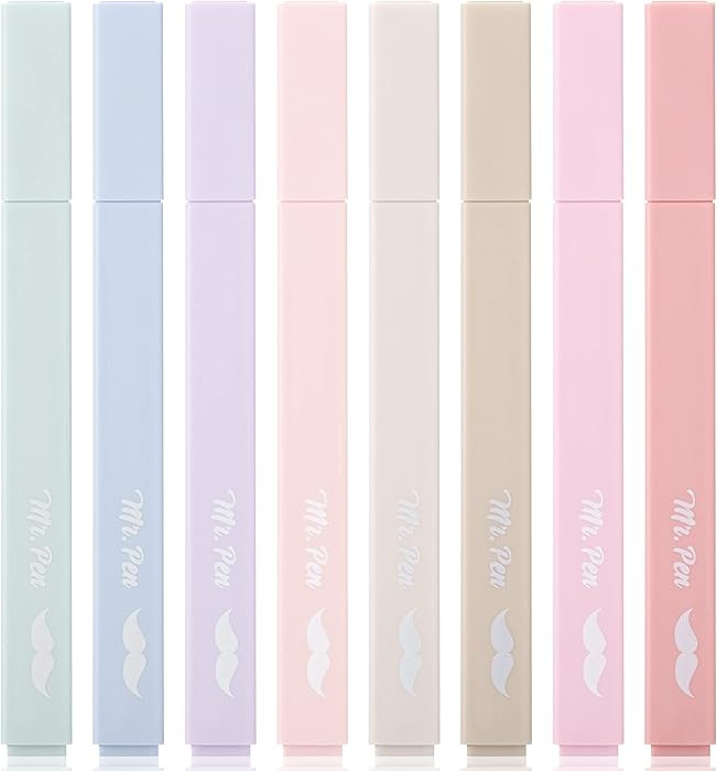 Mr. Pen- Aesthetic Highlighters, 8 Pcs, Chisel Tip, Muted Pastel Color, No Bleed Bible Highlighte... | Amazon (US)