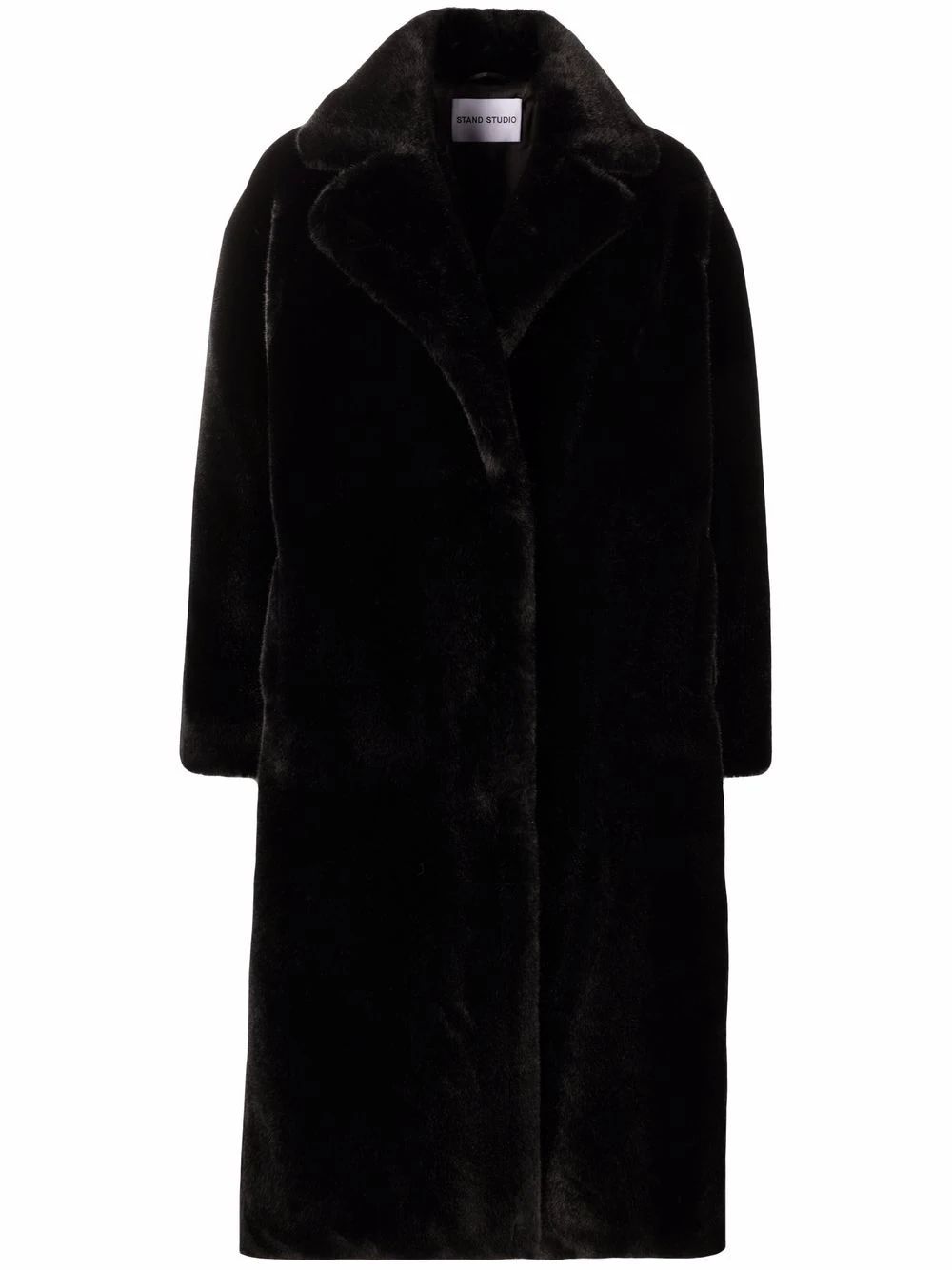 notched-lapels midi faux-fur coat | Farfetch Global