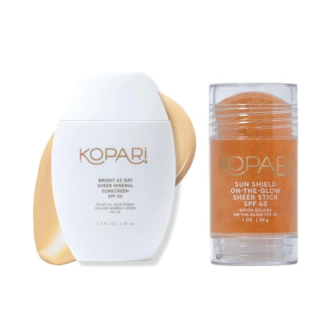 Kopari Bright as Day Sheer Mineral Sunscreen SPF 50 & Sun Shield On-The-Glow Sheer Sunscreen Stic... | Amazon (US)