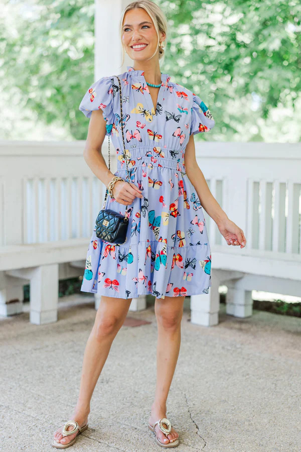 Let's Get Going Lavender Butterfly Print Dress | The Mint Julep Boutique