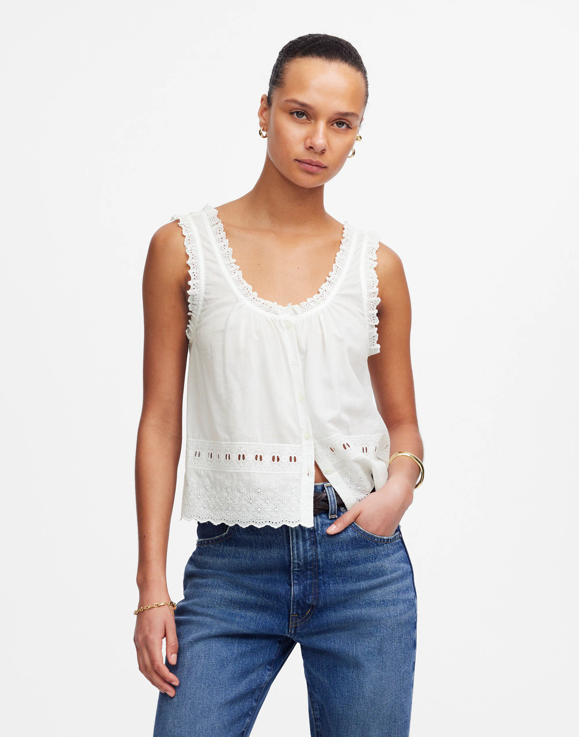 Embroidered Scalloped Tank | Madewell